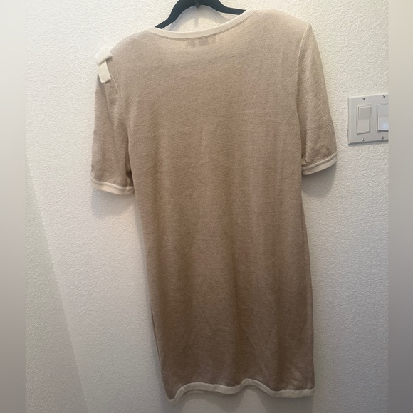 Valentino Studio Vintage Textured Tan and Cream Knit Dress size 14 - Picture 5 of 11